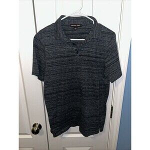 Michael Kors Polo Shirt Men's Size Medium Short Sleeve Striped Gray